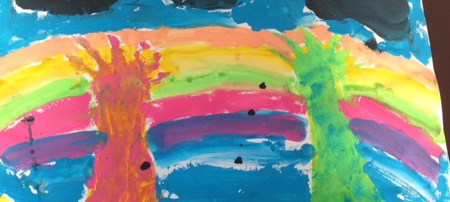 長女の作品「にじの木の下で」、自由な発想が好きです。