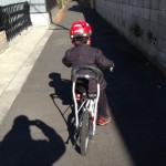 長男と自転車の練習。寒い。もうちょっと上手くなるといいのに！